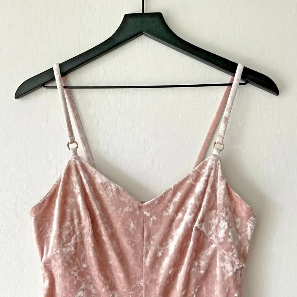 Calvin Klein Pink Crushed Velvet Mini Babydoll Dress Coquette Size 8 Medium